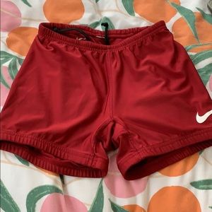 Crimson Nike spandex shorts